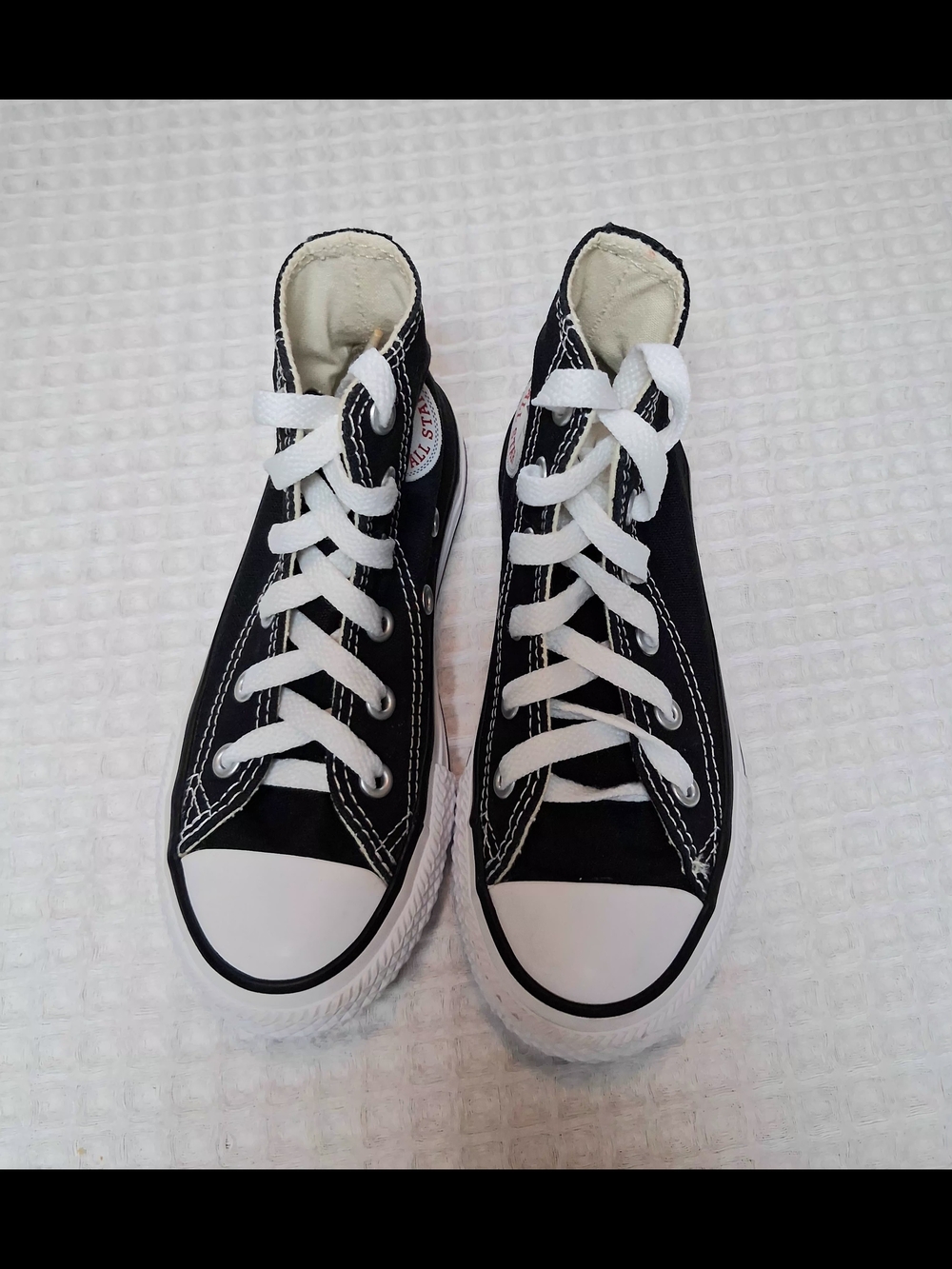 Converse Black Canvas High-Top Sneakers with White Accents Unisex Kids Size 11 - Picture 5 of 13